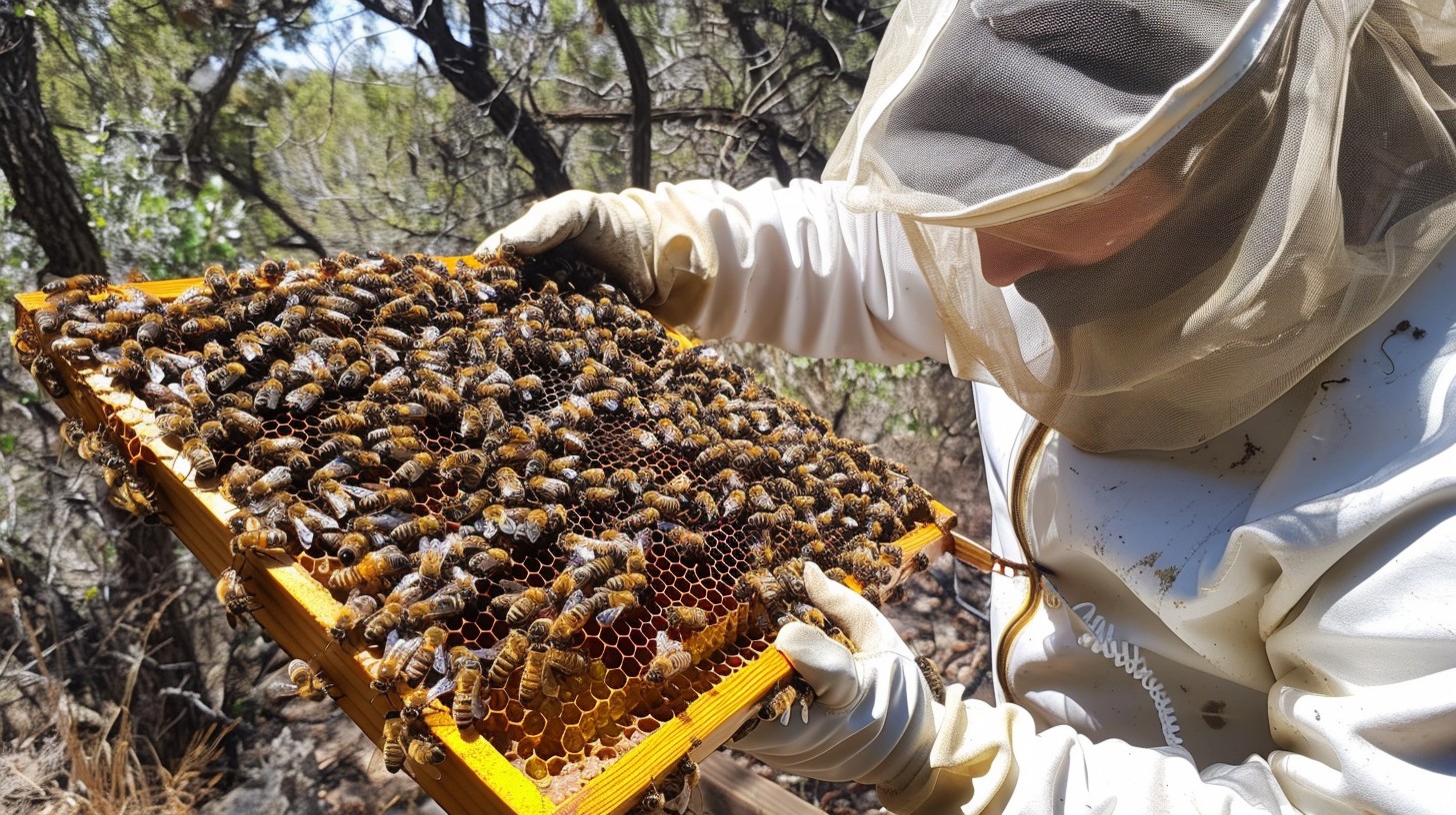 Our beekeeper tending the hives